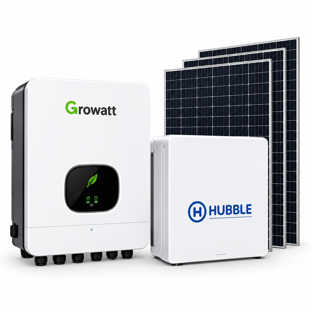 Growatt 5kW Hybrid Solar Package – 5.12kWh Hubble Battery